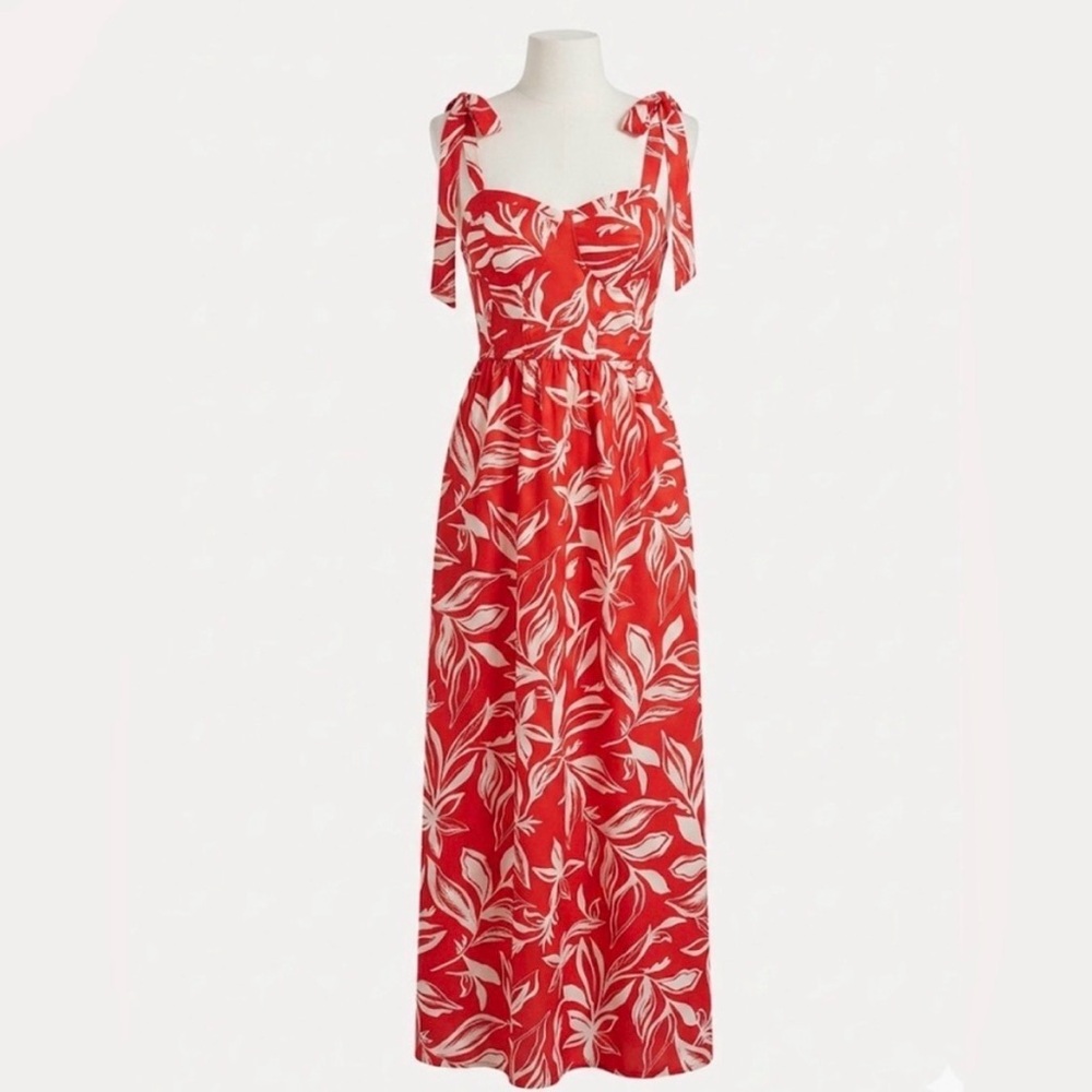 Band of the Free Maxi Dress Red and Cream Tropical Floral Print-Small - EUC